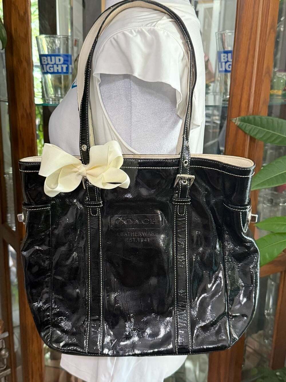 Coach Leatherware Est. 1941 Black Patent Leather Gallery Tote Bag